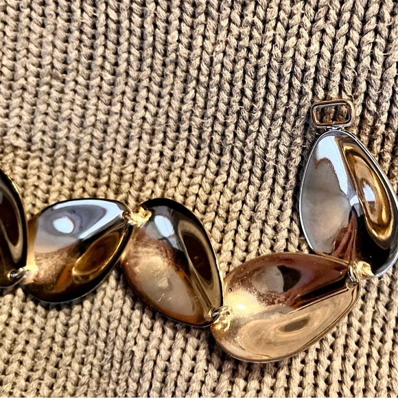 Bold Silver Teardrop Statement Necklace Bohemian Boho Chic Rare Geometric Oval - Picture 13 of 15
